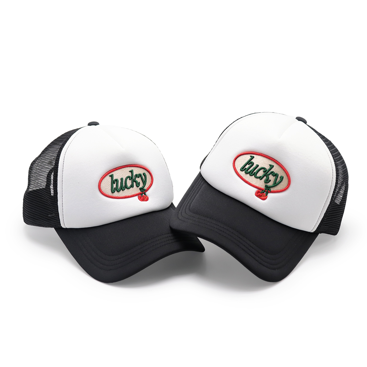 5 Panel Foam Mesh Back Trucker Cap &quotLucky