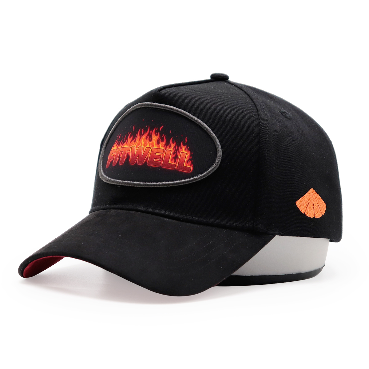 FITWELL Flame Embroidered Baseball Cap, 6-Panel Snapback Hat, Yellow & Black, Unisex Streetwear
