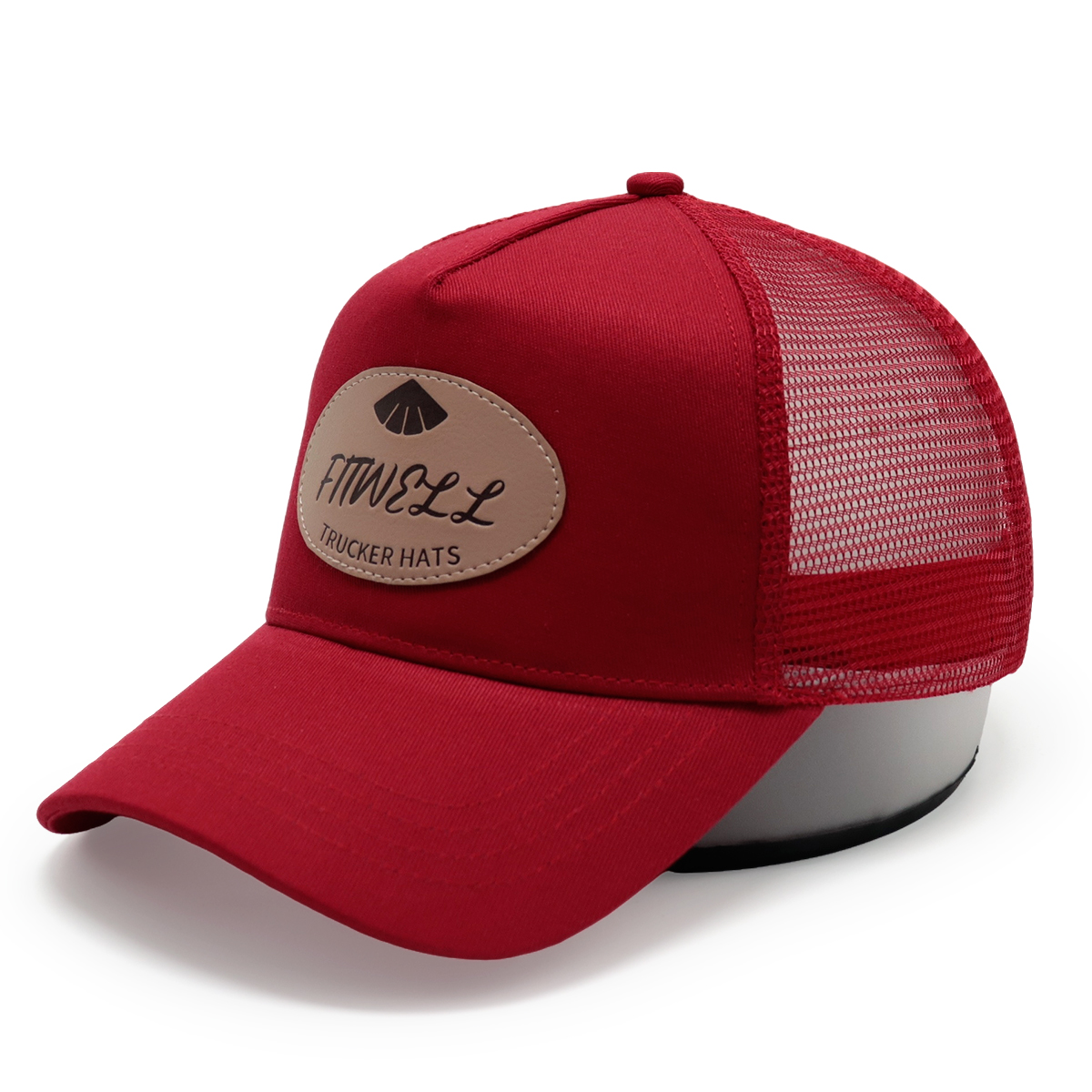 Custom Leather Patch Trucker Hat – Mesh Back Snapback Cap with Logo Badge