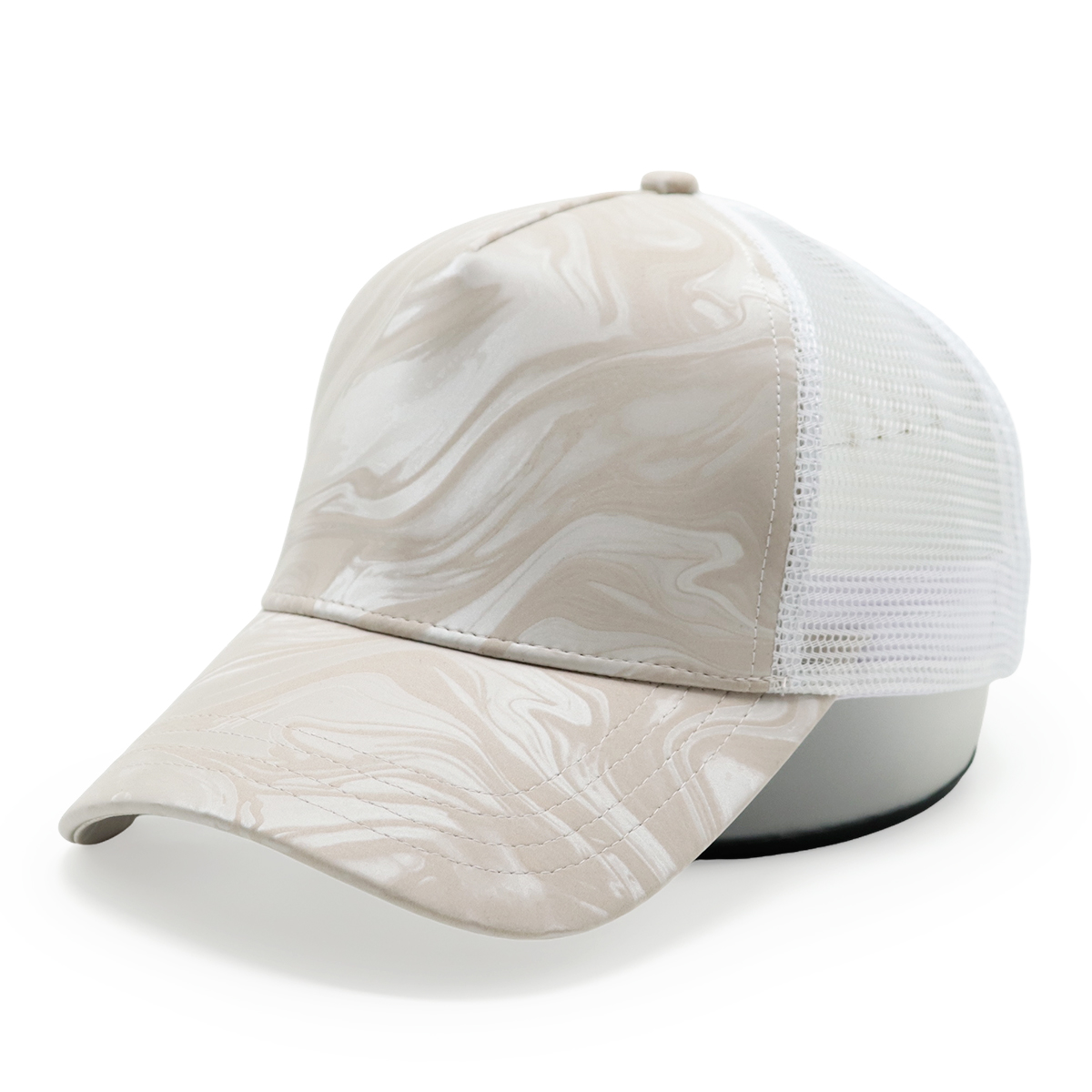 Fitwell Water Ripple Glossy Trucker Cap, Minimalist Mesh Hat, Custom Shiny Effect Outdoor Cap