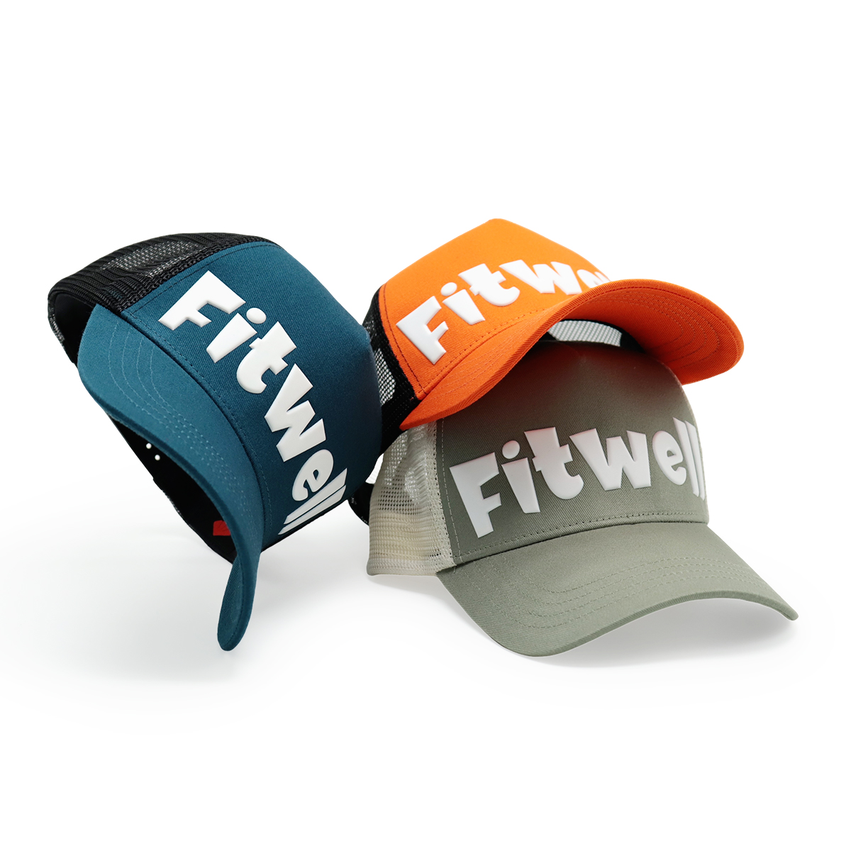 Fitwell High Frequency 3D Logo Trucker Cap, Custom Embossed Mesh Hat, Sports & Casual, Multiple Colors