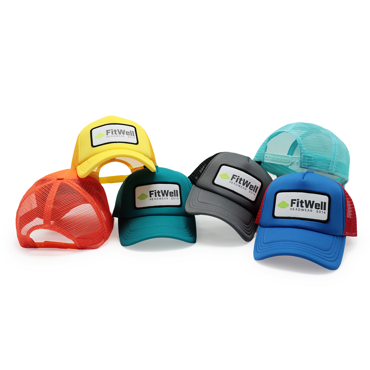 FitWell Custom Foam Trucker Hat – Multi-Color Mesh Back Cap with Logo Patch