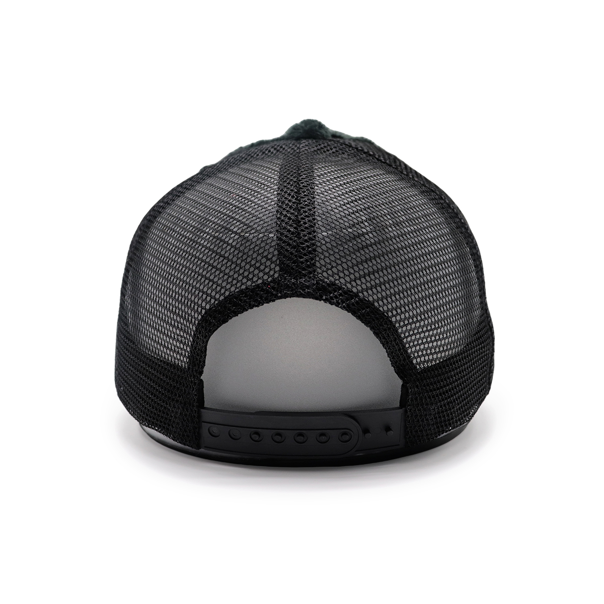 Custom Plush Faux Fur Trucker Hat with “FACTORS” Embroidery, Fluffy Mesh Unisex Streetwear Cap