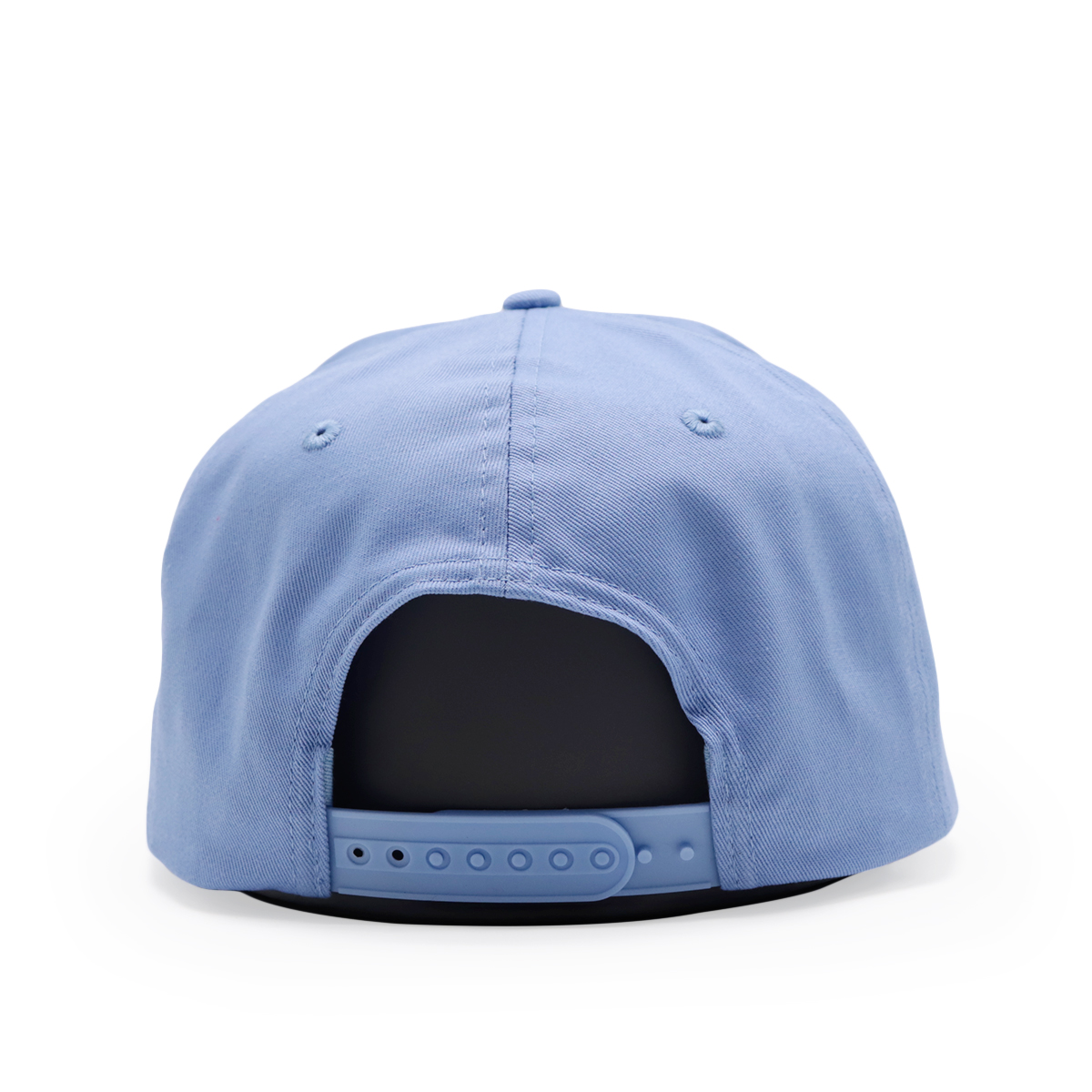 Blue Flat Brim Snapback Cap with Gothic Fitwell Embroidery