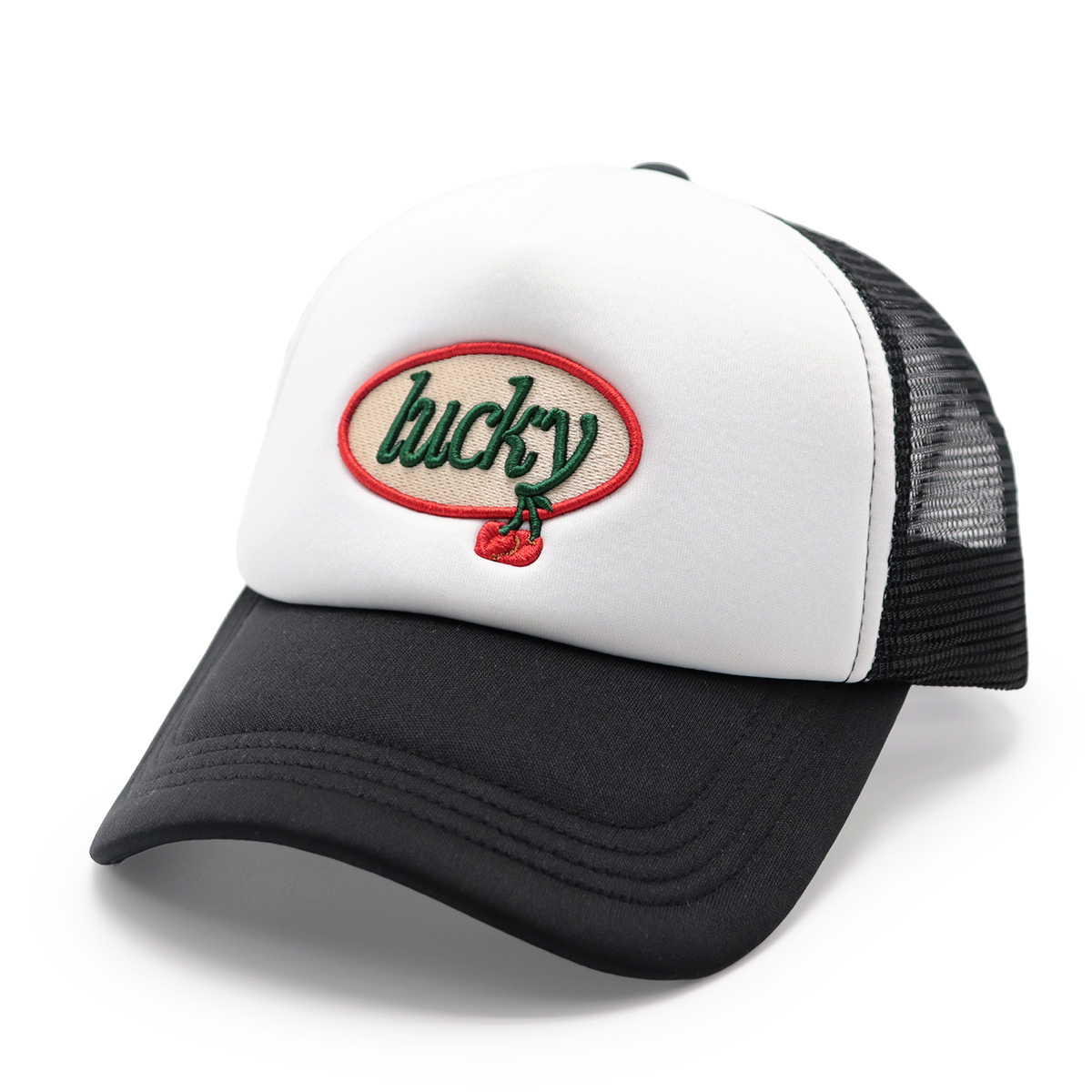 5 Panel Foam Mesh Back Trucker Cap &quotLucky