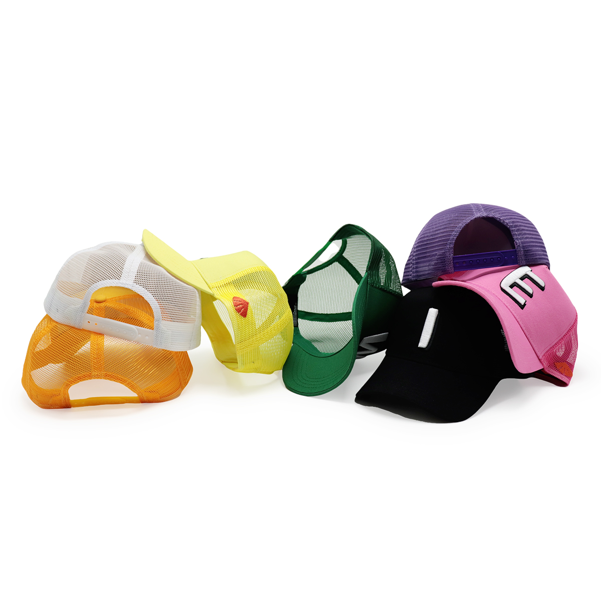 Custom Letter Cotton Trucker Hat – Multi-Color Mesh Back Cap