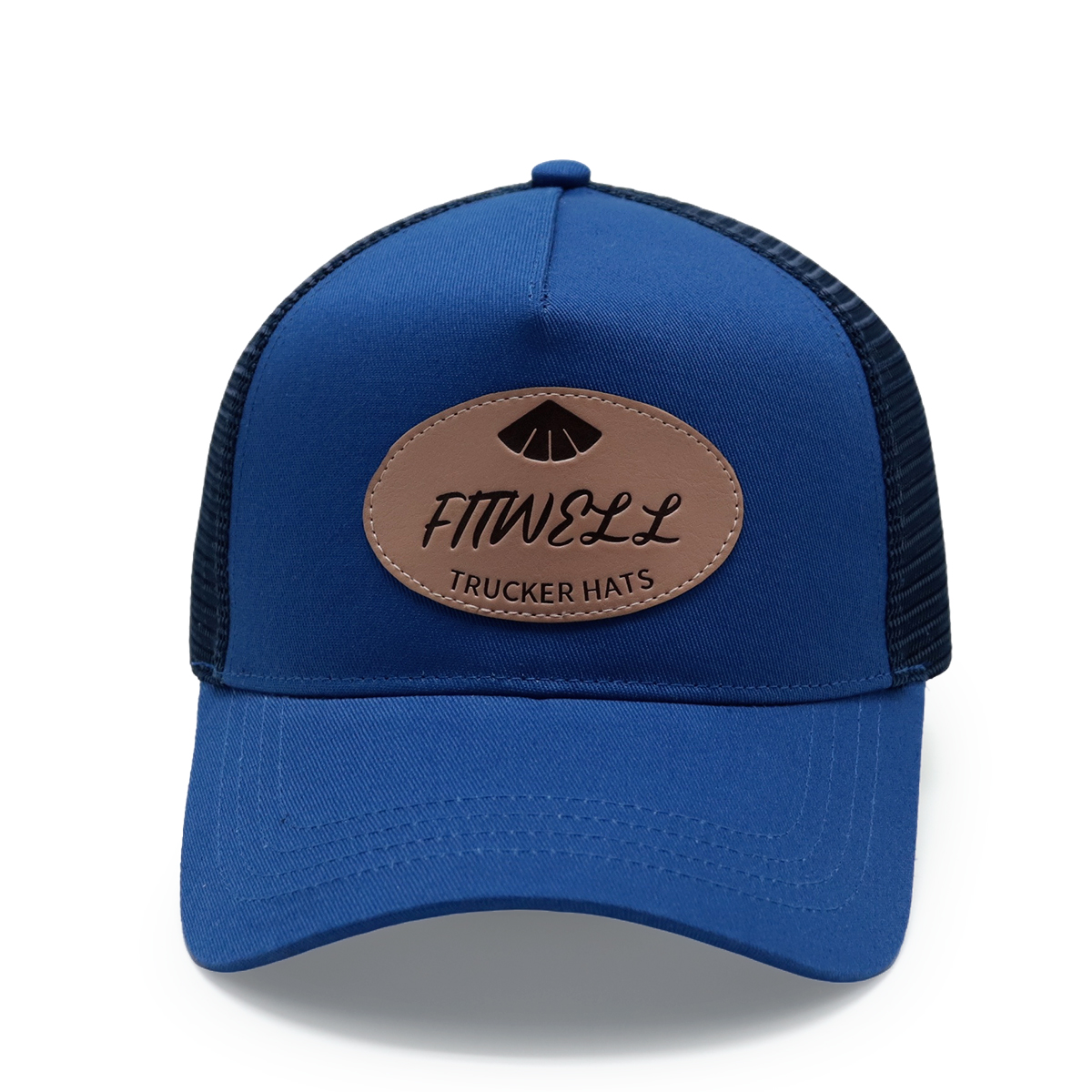 Custom Leather Patch Trucker Hat – Mesh Back Snapback Cap with Logo Badge