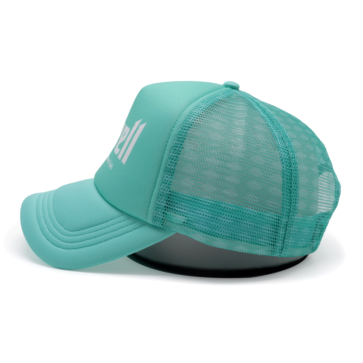 Mint Green Trucker Cap with Printed Fitwell Logo | Custom Mesh Snapback Hat