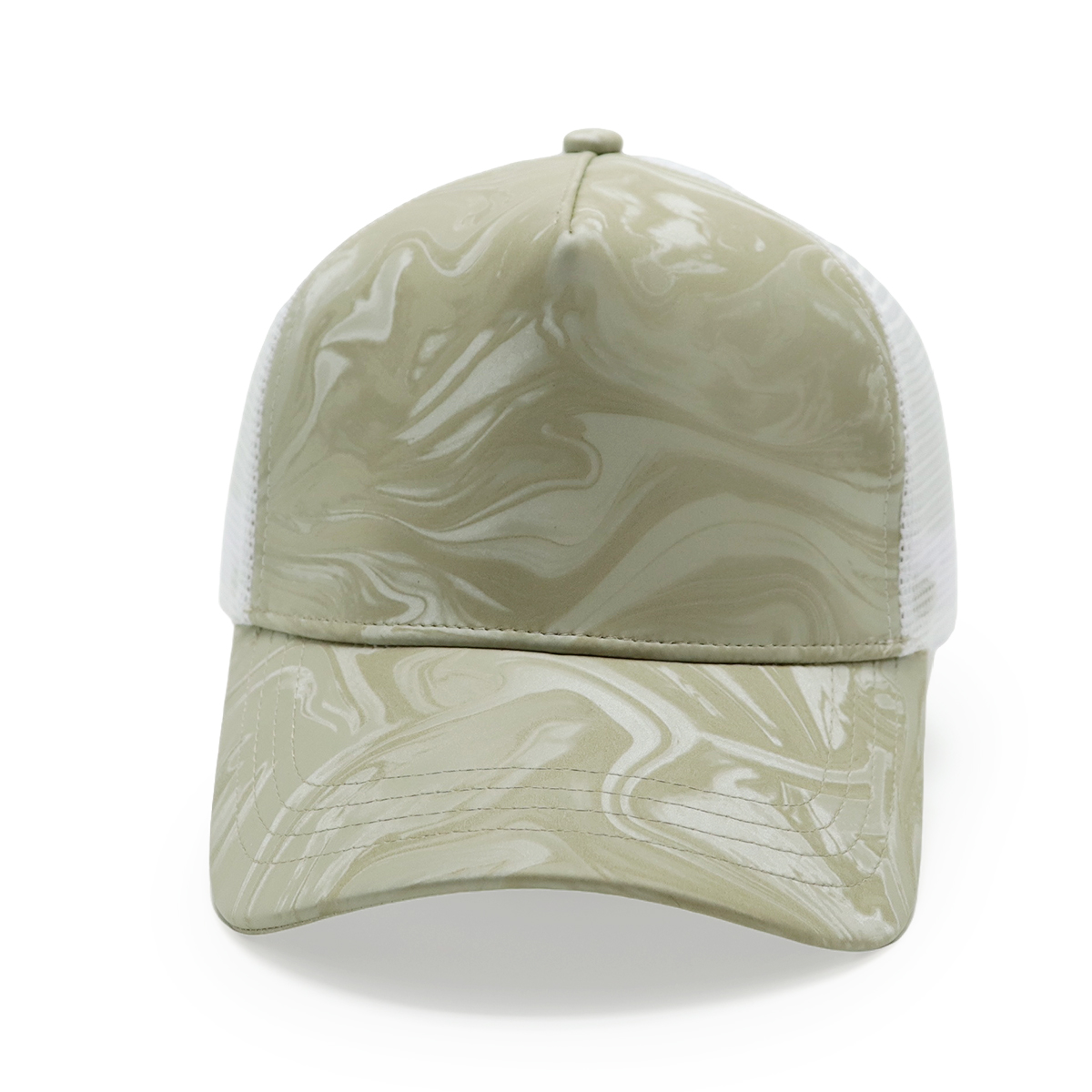Fitwell Water Ripple Glossy Trucker Cap, Minimalist Mesh Hat, Custom Shiny Effect Outdoor Cap