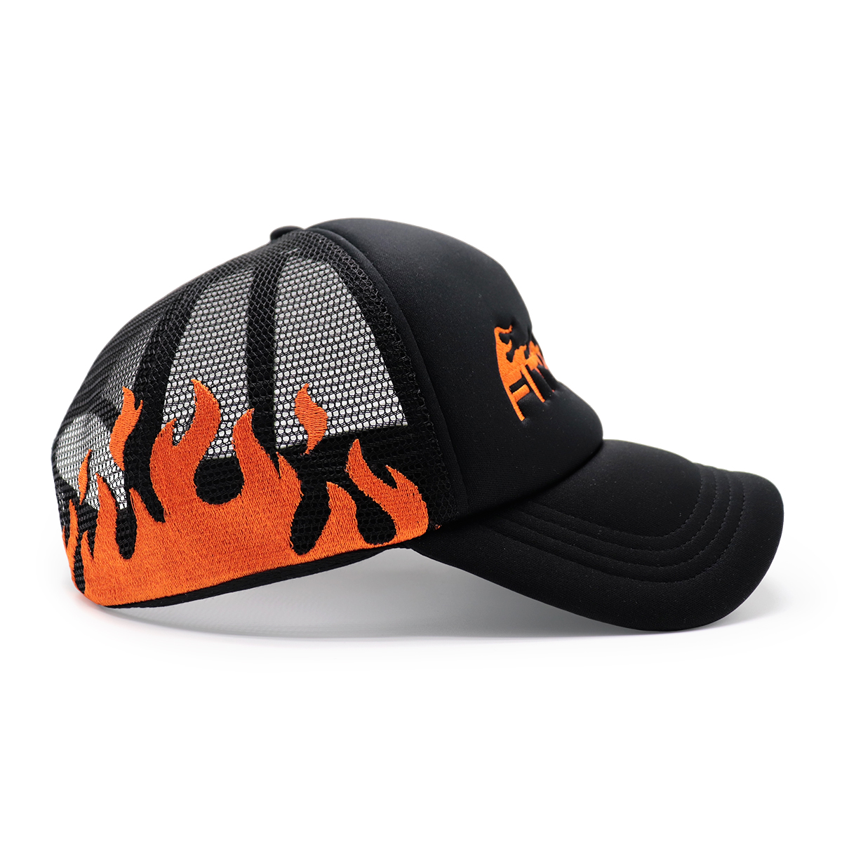 Fitwell Flame Embroidery Trucker Cap Adjustable Mesh Baseball Hat for Men and Women