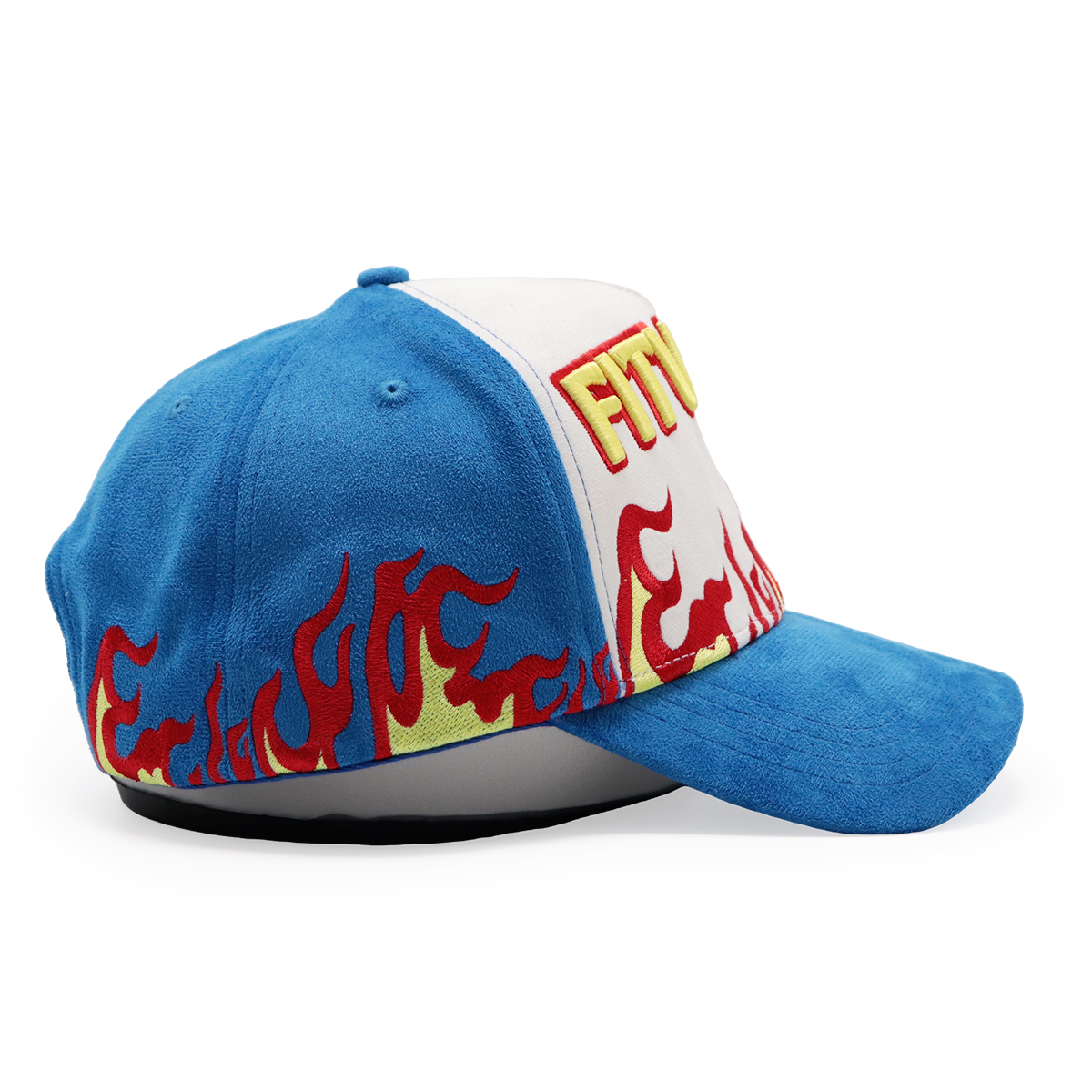 Faux Suede Flame Embroidered Baseball Cap – Trendy Streetwear, Unisex, Adjustable