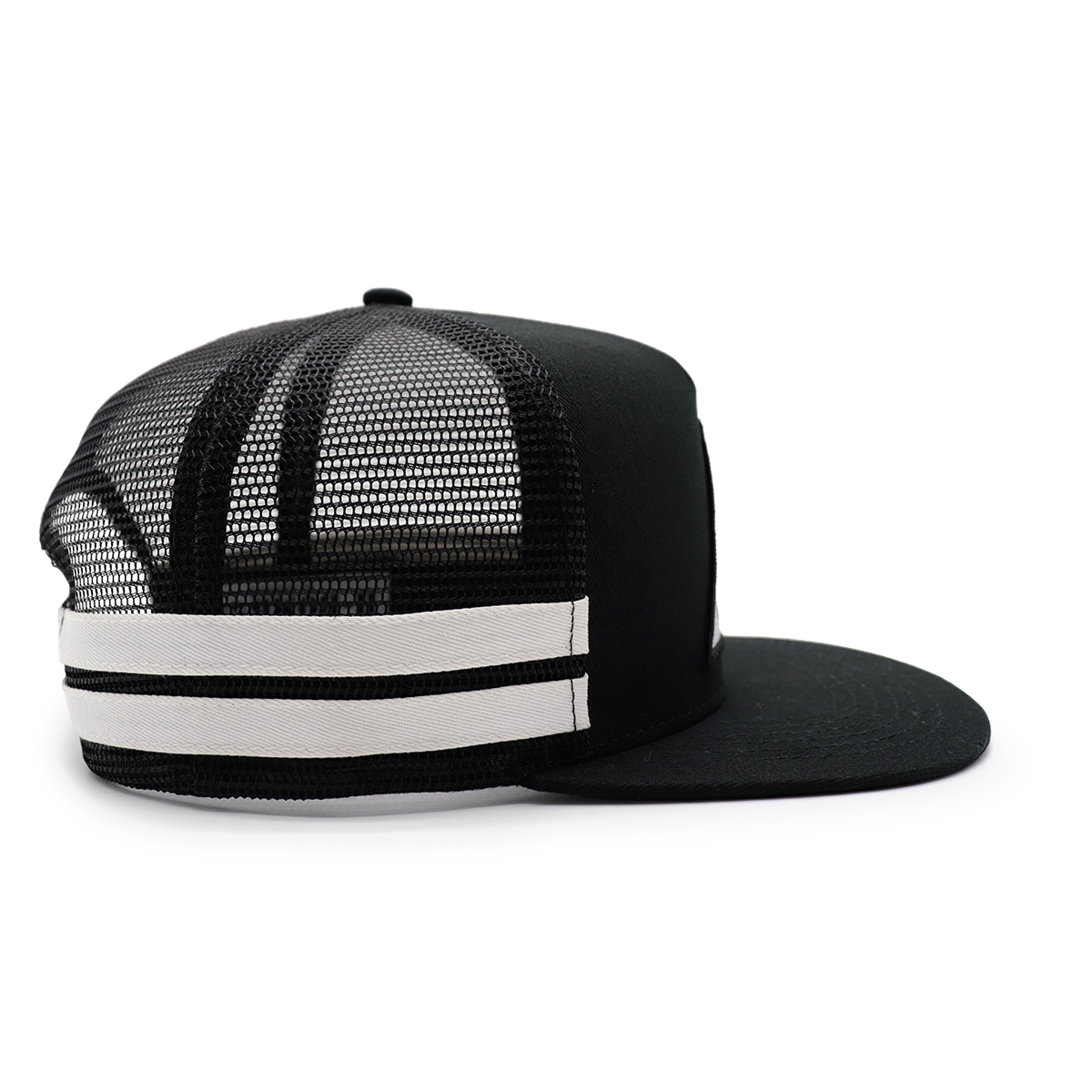 Black Flat Bill Mesh Trucker Hat – H-BOMB MOTORSPORTS Motocross Patch Cap, Snapback Unisex Baseball Cap
