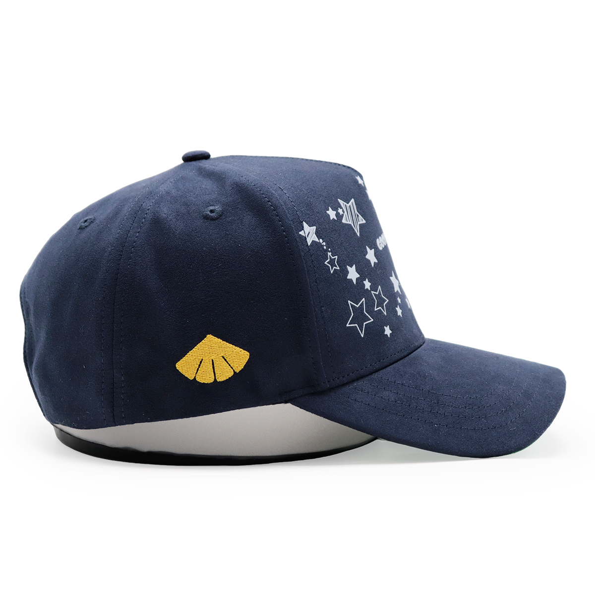 Suede Baseball Cap with English Heat Transfer Logo & Star Pattern, Adjustable Unisex Outdoor Sun Hat (Black/Beige)