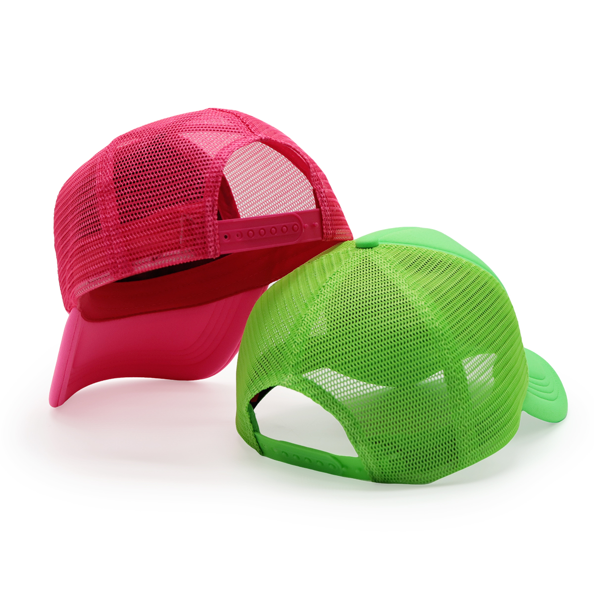 Fitwell Neon Puff Print Trucker Cap, 3D Logo Mesh Hat, Trendy Sports Adjustable Snapback