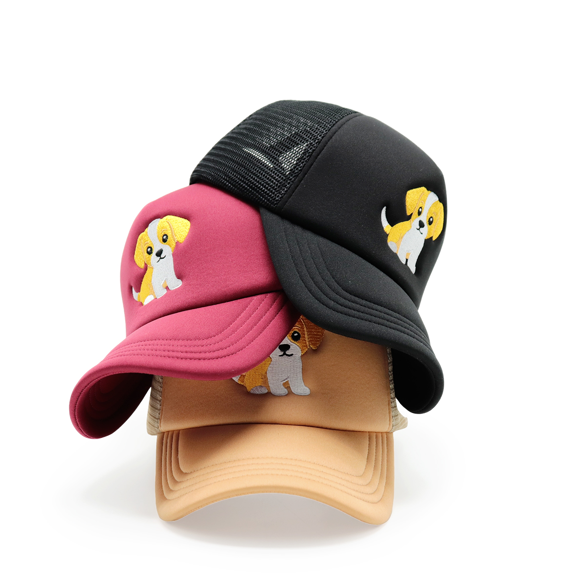 Foam Embroidered Animal Logo Trucker Hats – Custom Mesh Snapback Cap