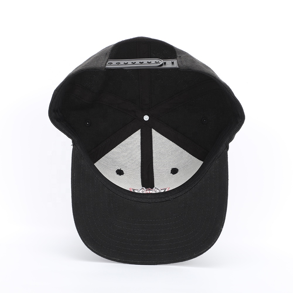 BOSAMIS Black 3D Embroidered Snapback Hat with Red Logo