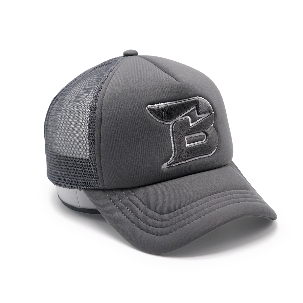 3D Embroidered B Trucker Hat – Light Blue Mesh Snapback Cap, Custom Baseball Hat, Unisex Adjustable