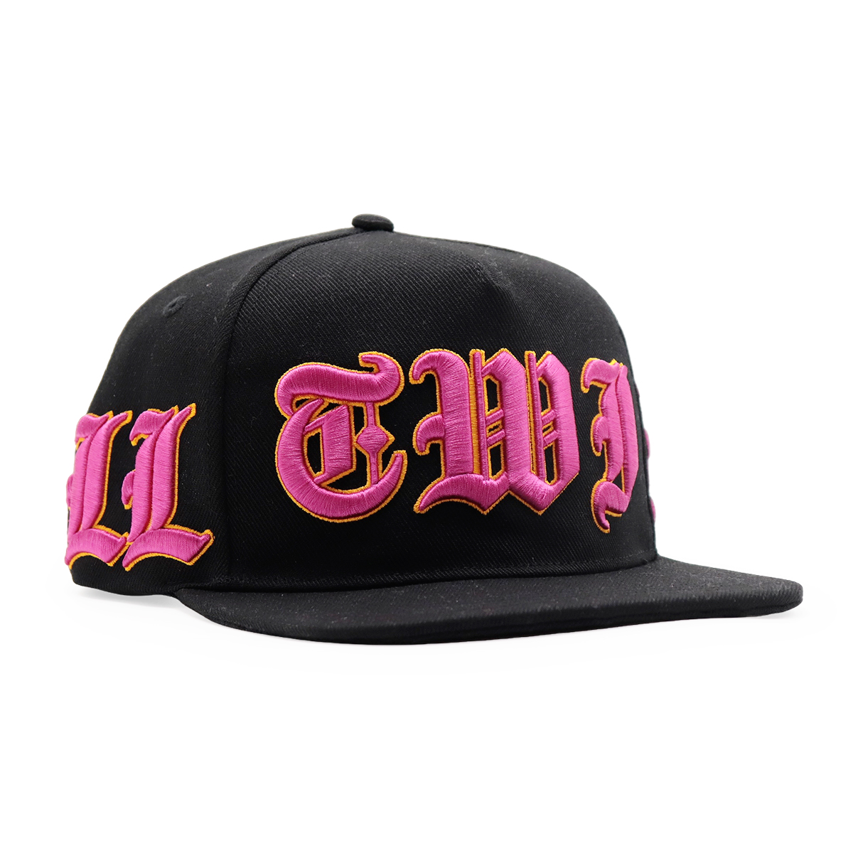 Bold Gothic 3D Embroidered Snapback – Unisex Flat Brim Streetwear Hat