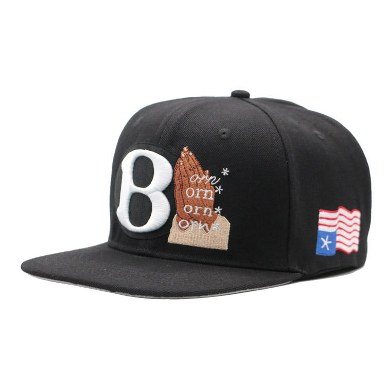 B Letter & Praying Hands 3D Embroidered Snapback Hat