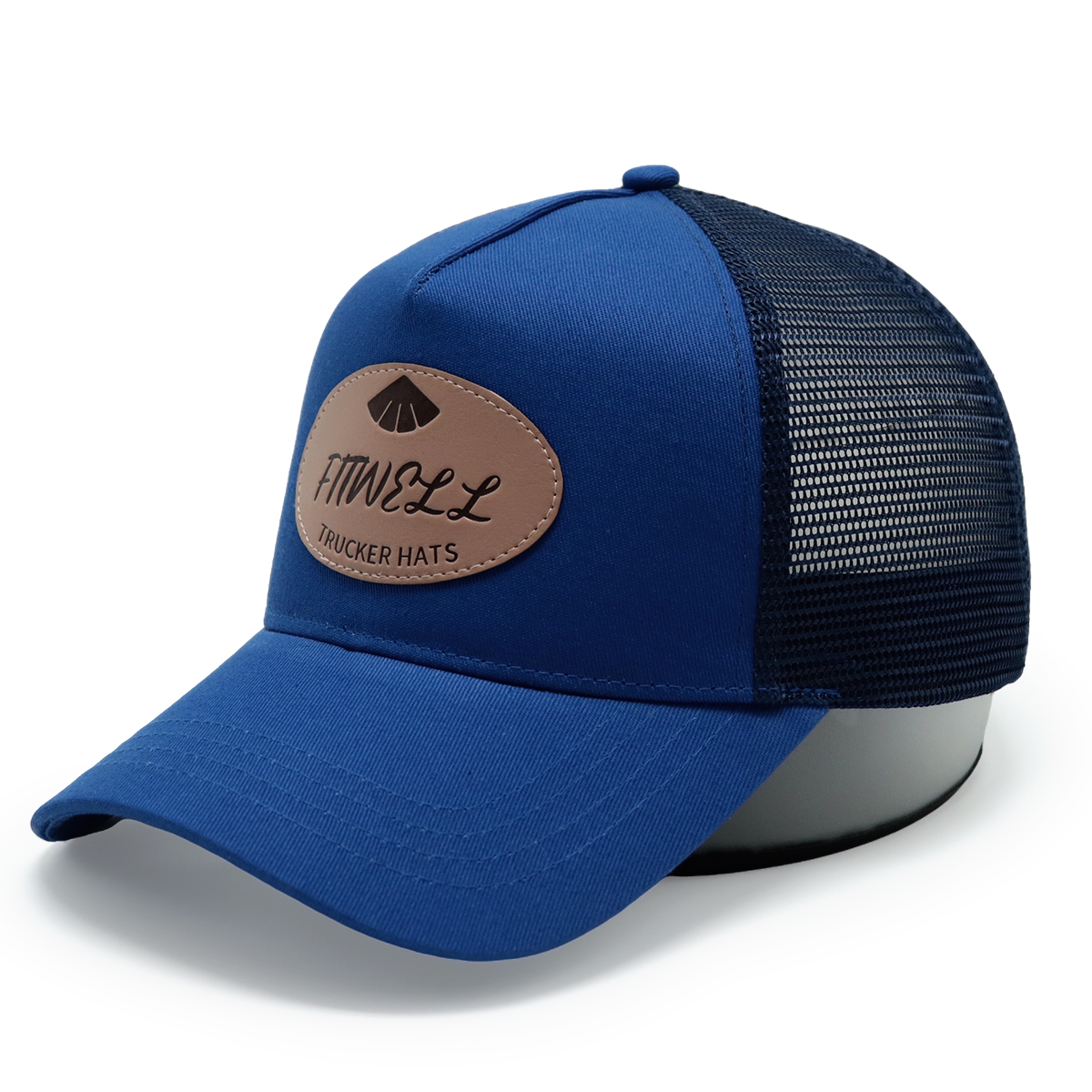 Custom Leather Patch Trucker Hat – Mesh Back Snapback Cap with Logo Badge