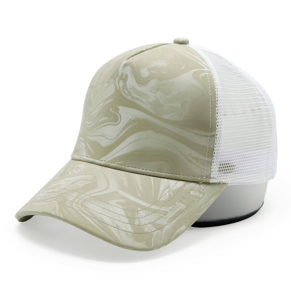 Fitwell Water Ripple Glossy Trucker Cap, Minimalist Mesh Hat, Custom Shiny Effect Outdoor Cap