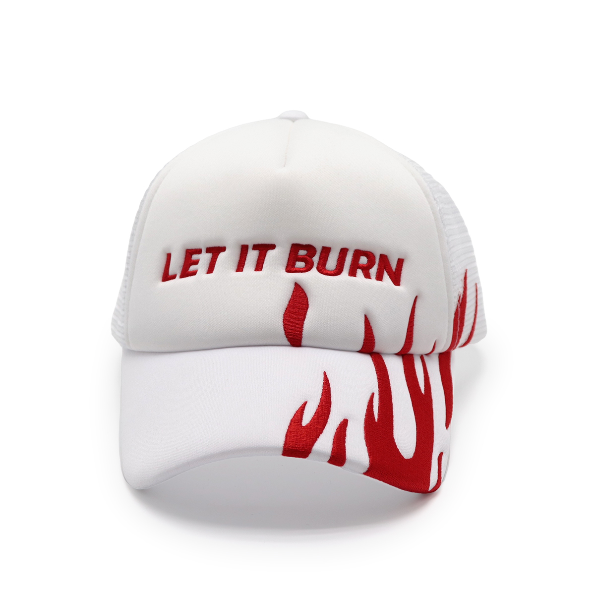 Flame Embroidered Trucker Cap - &quotLET IT BURN