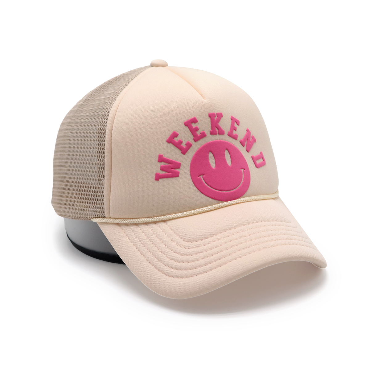 Fashion Smiley Foam Print Trucker Cap Adjustable Baseball Hat for Men and Women