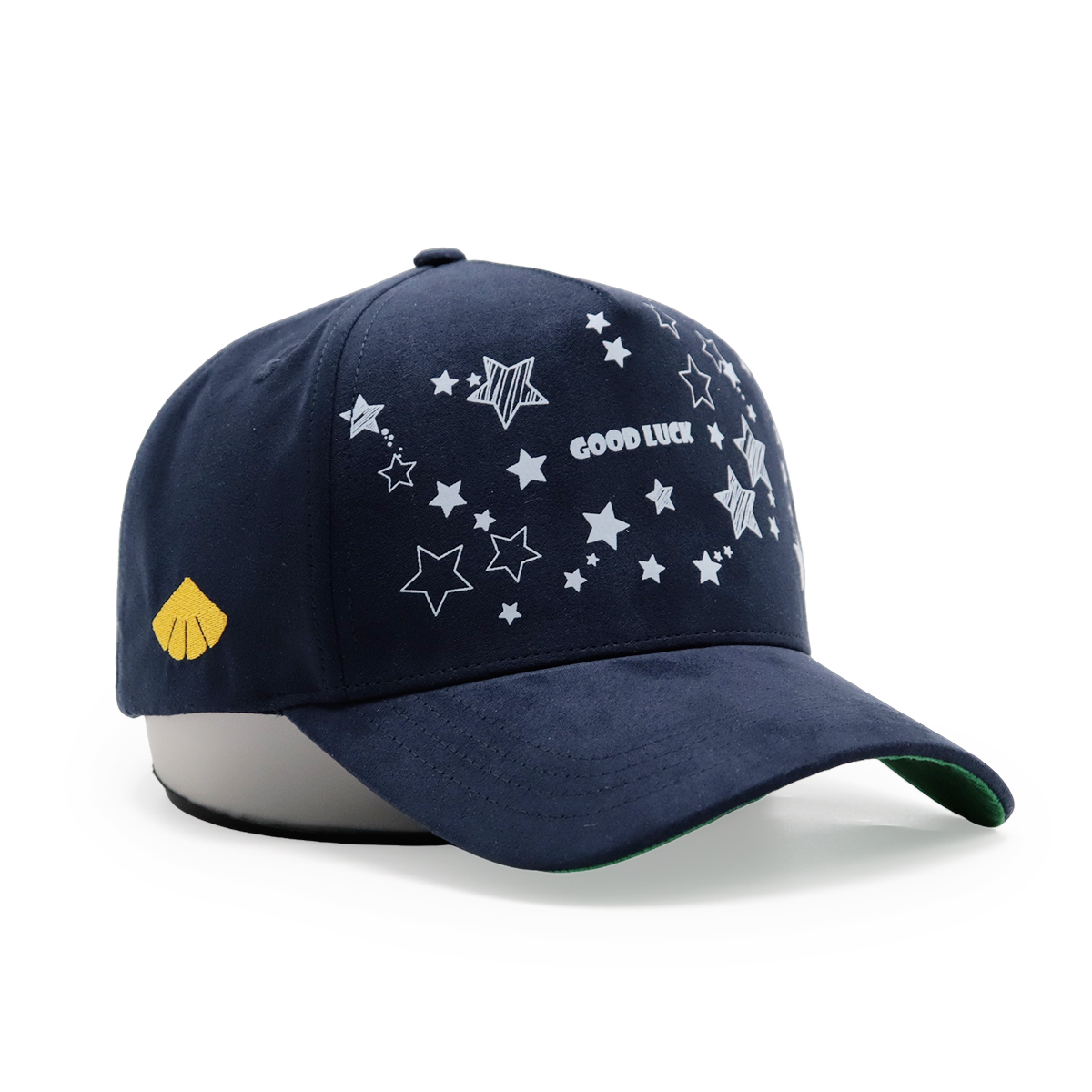 Suede Baseball Cap with English Heat Transfer Logo & Star Pattern, Adjustable Unisex Outdoor Sun Hat (Black/Beige)