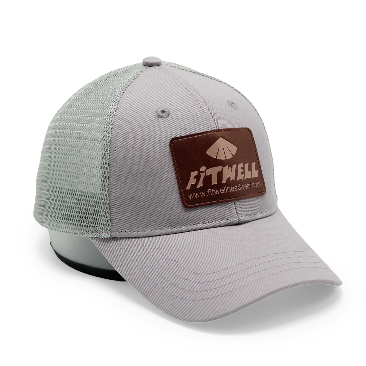 Fitwell Leather Patch Mesh Trucker Hat | Classic Unisex Baseball Cap