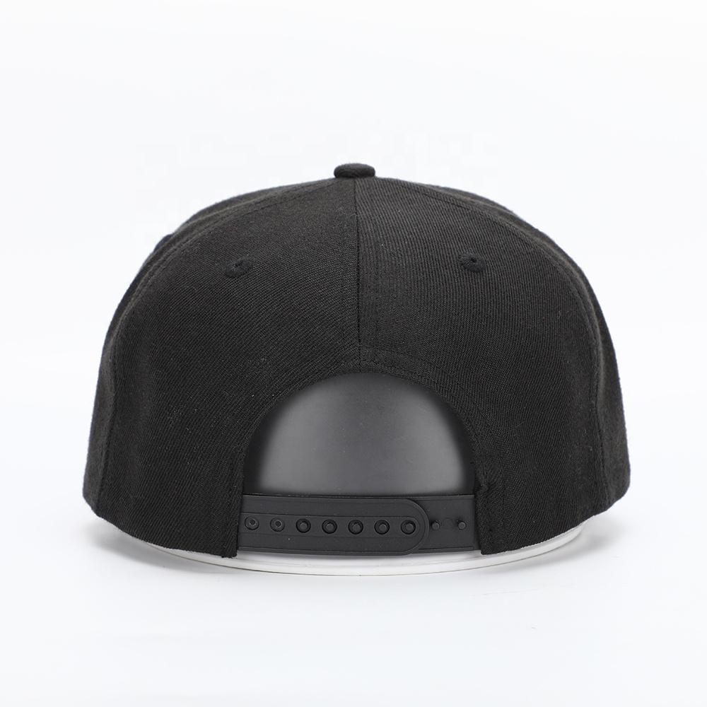 BOSAMIS Black 3D Embroidered Snapback Hat with Red Logo