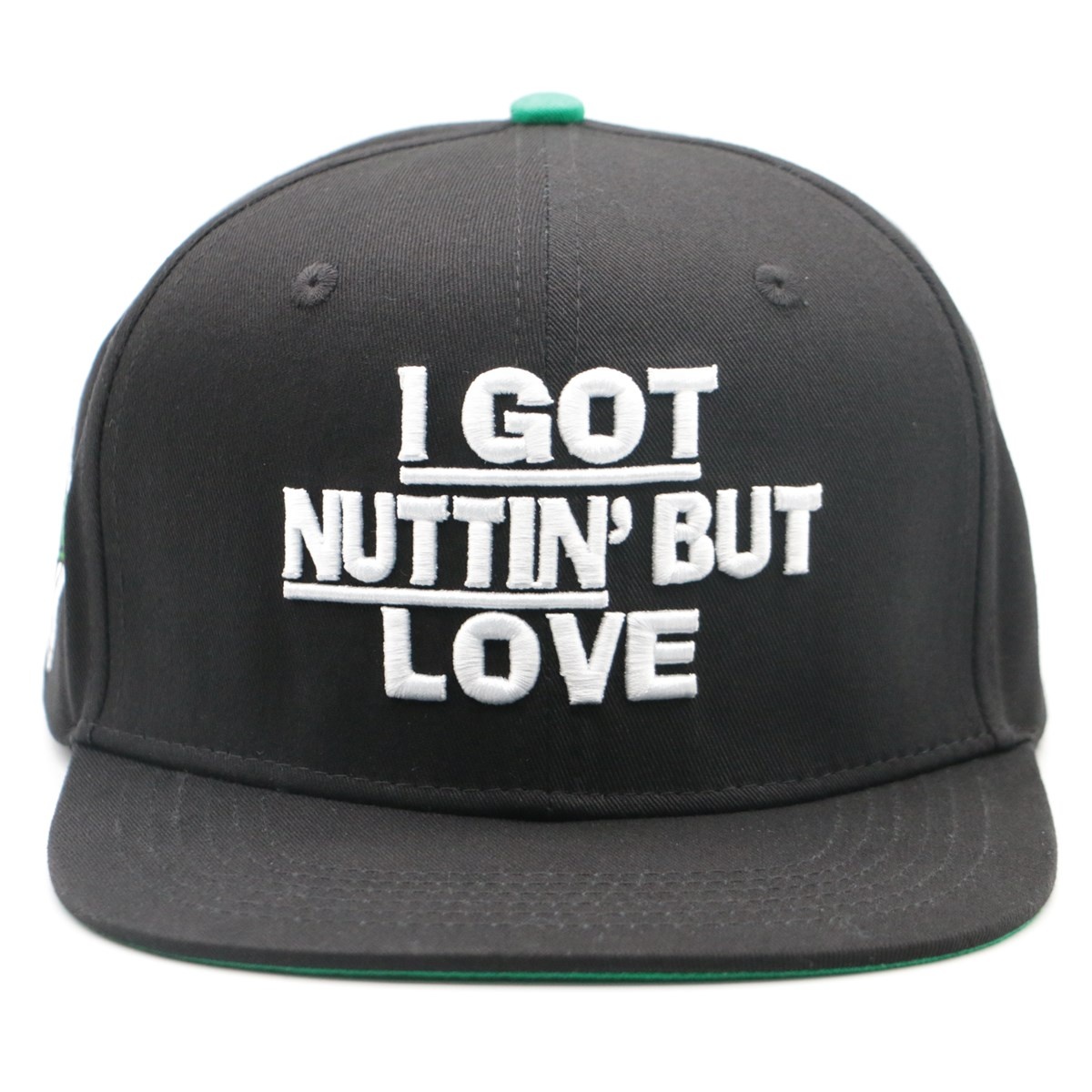 I GOT NUTTIN' BUT LOVE 3D Embroidered Black Snapback Hat