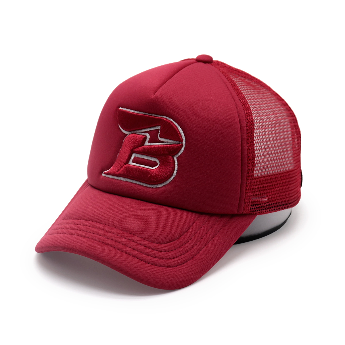 3D Embroidered B Trucker Hat – Light Blue Mesh Snapback Cap, Custom Baseball Hat, Unisex Adjustable