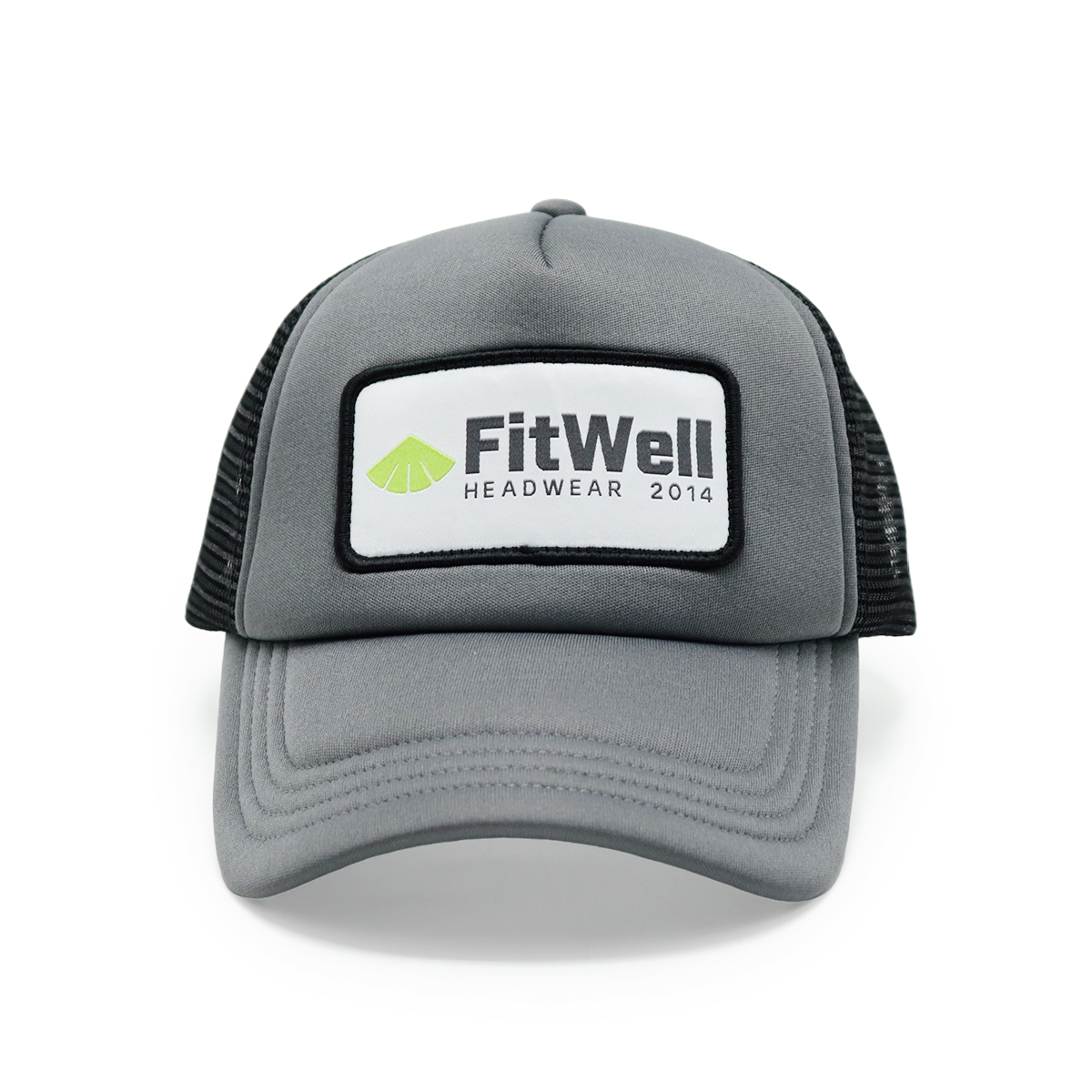 FitWell Headwear 2014 Grey Mesh Trucker Cap – Vintage Style Patch Hat