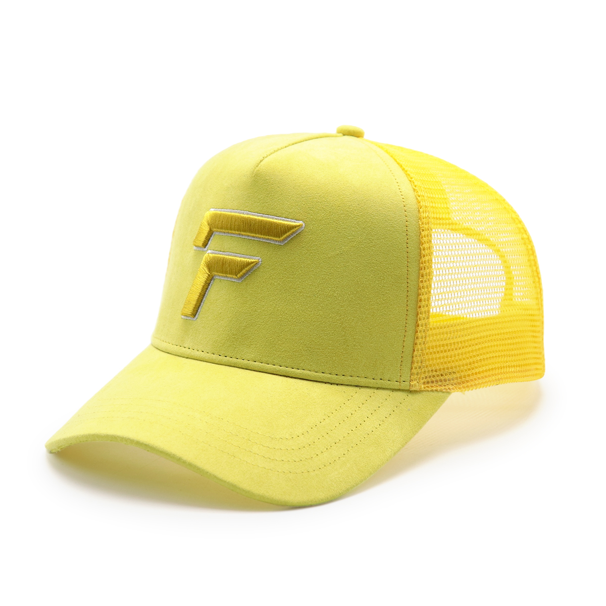 3D Embroidered Suede Mesh Trucker Cap – Multicolor, Raised Logo, Adjustable Snapback, Unisex Streetwear