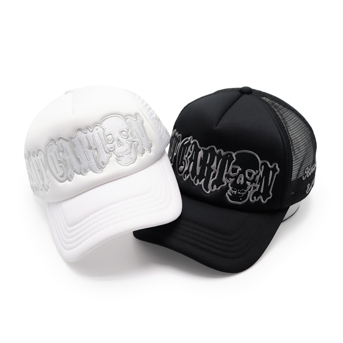 Skull Embroidered Mesh Trucker Hat – Unisex Streetwear Cap