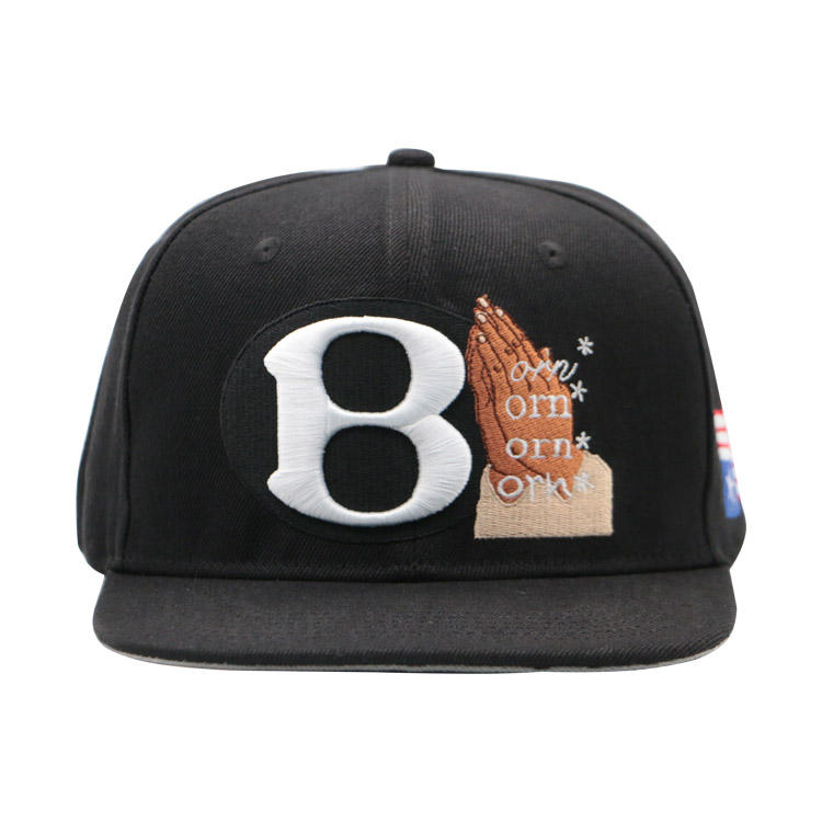 B Letter & Praying Hands 3D Embroidered Snapback Hat
