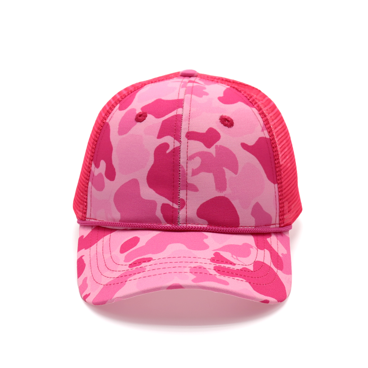 Curved Brim Rope Custom Trucker Hats – Camo Mesh Adjustable Cap Design Your Own Logo