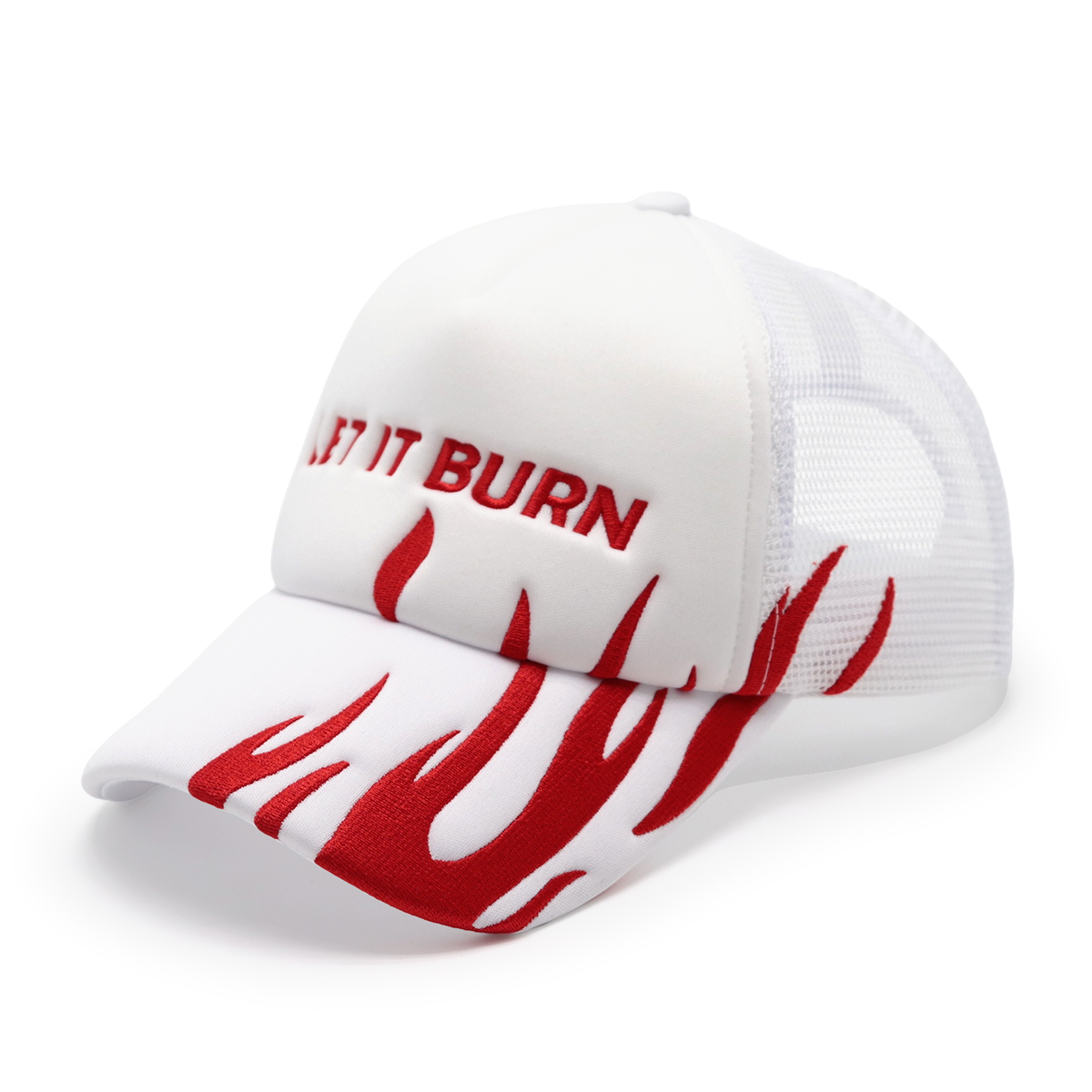 Flame Embroidered Trucker Cap - &quotLET IT BURN