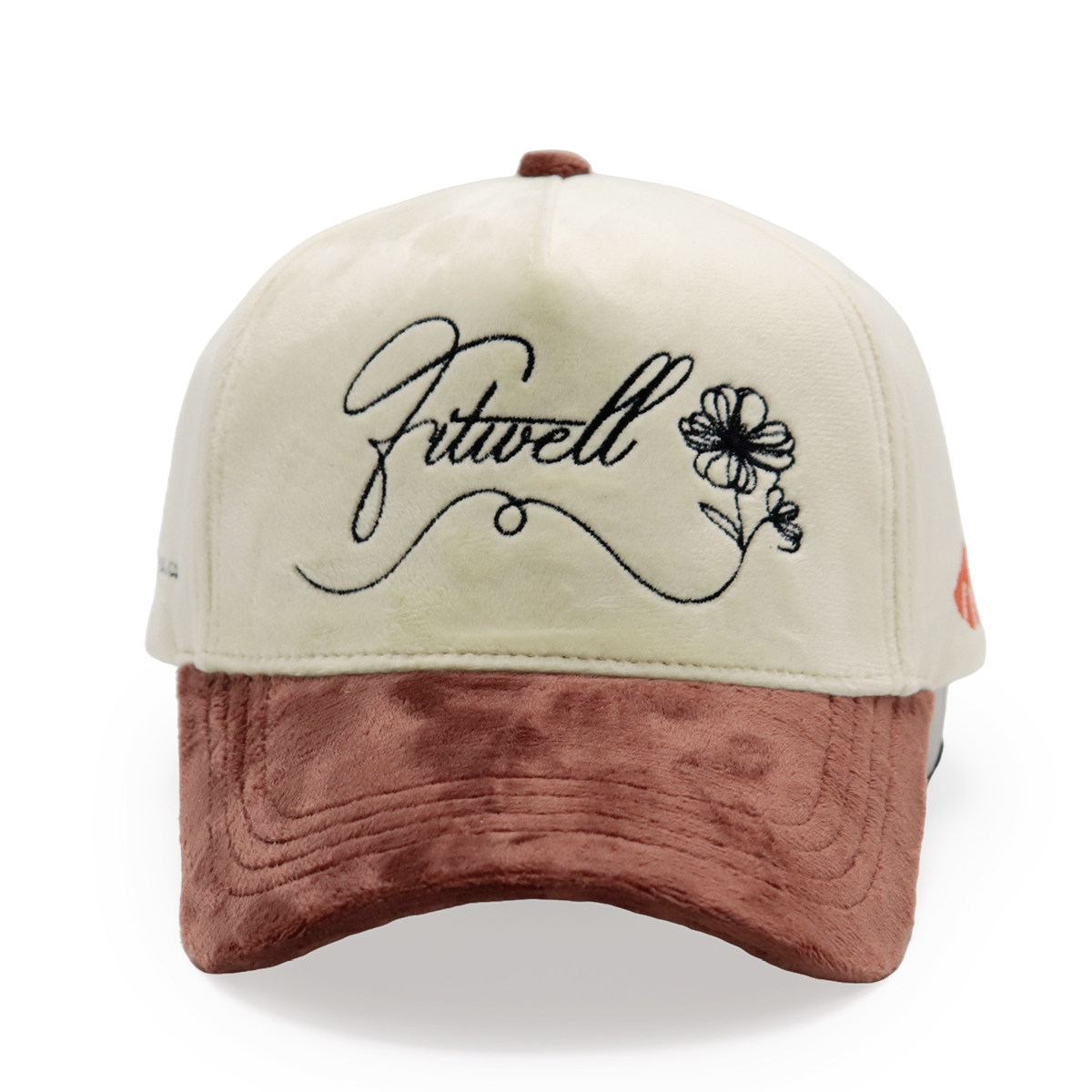Velvet Embroidered Baseball Cap – Elegant Script & Floral Design, Unisex, Adjustable