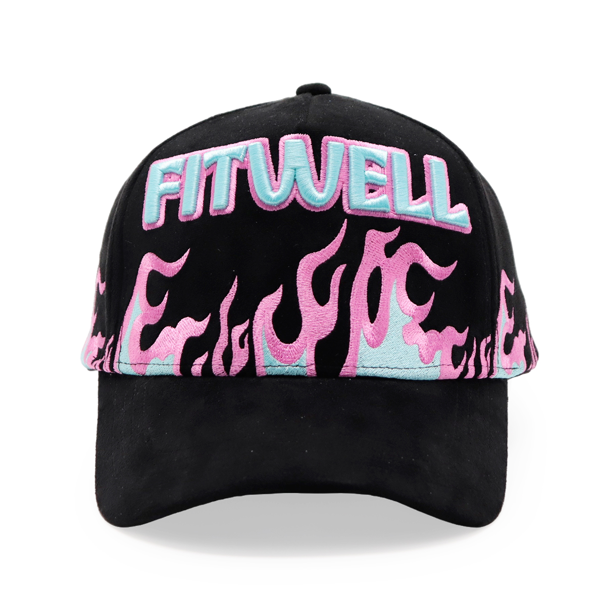 Faux Suede Flame Embroidered Baseball Cap – Trendy Streetwear, Unisex, Adjustable