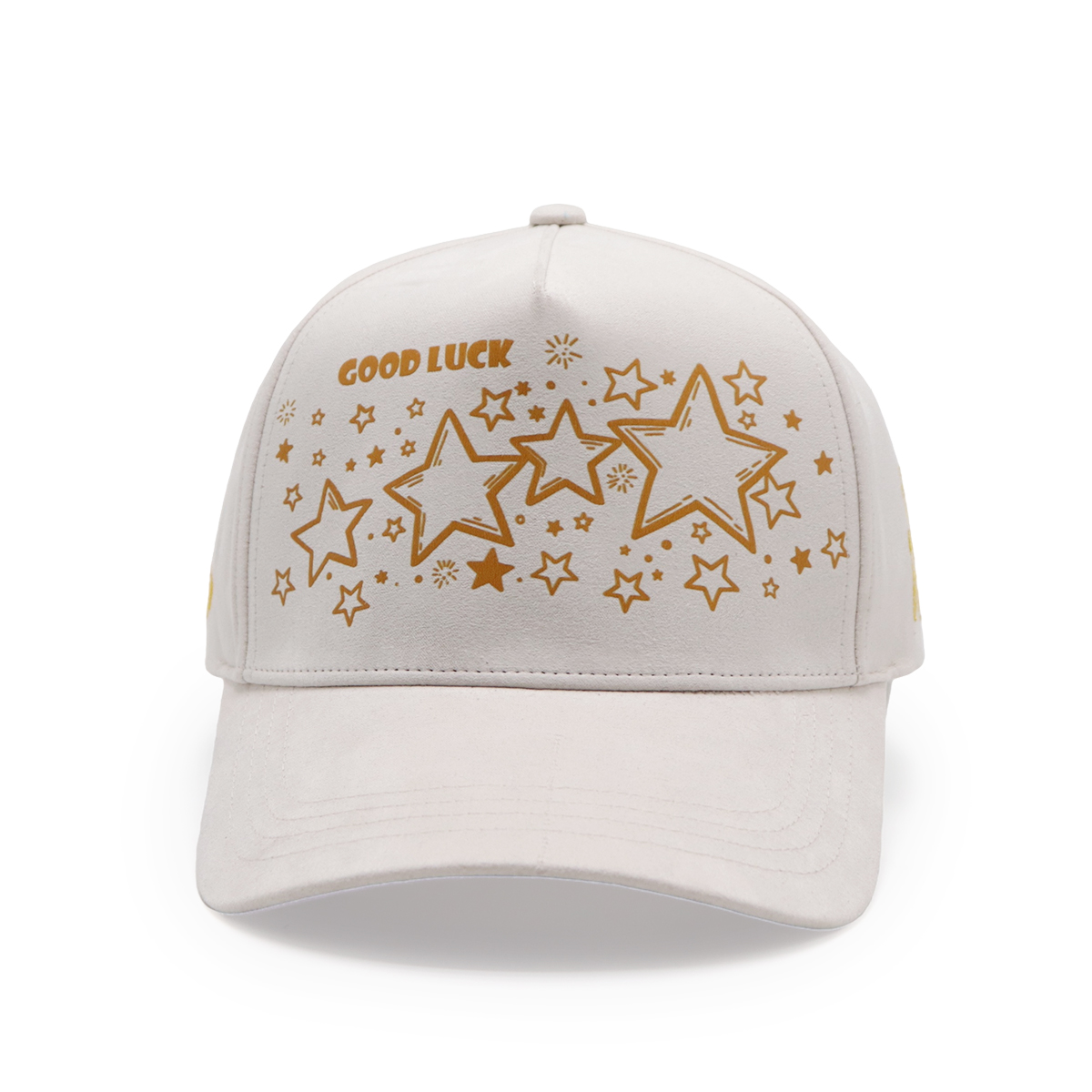 Suede Baseball Cap with English Heat Transfer Logo & Star Pattern, Adjustable Unisex Outdoor Sun Hat (Black/Beige)