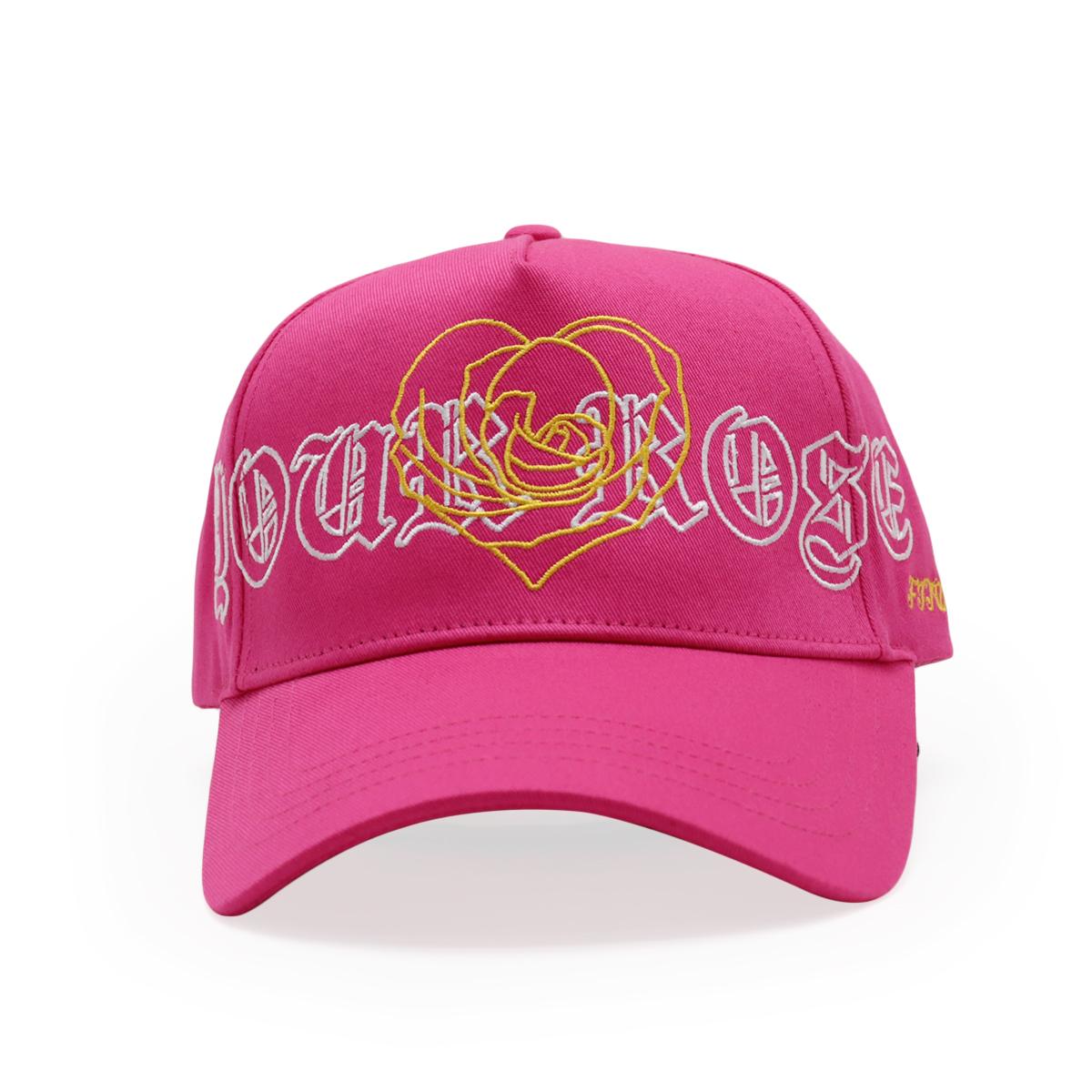 Embroidered Pink Rose Baseball Cap - Bold Gothic Style Hat