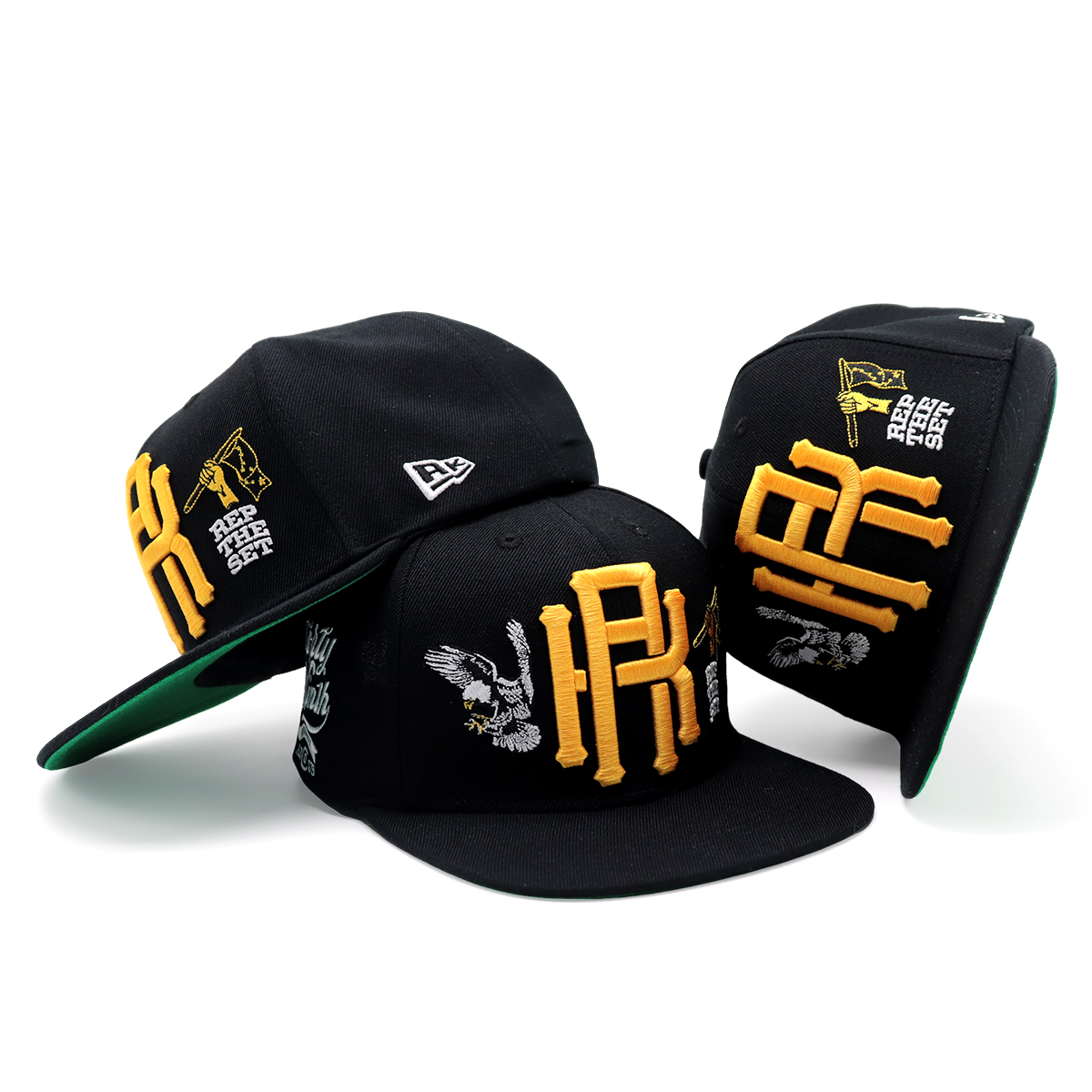 REP THE SET Flat Brim Snapback Cap – 3D Embroidered Streetwear Hat