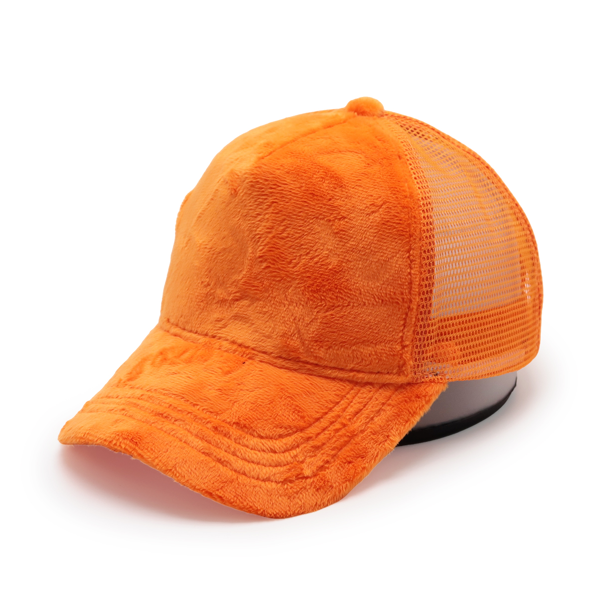 Solid Color Plush Trucker Cap – Soft Faux Fur Mesh Adjustable Hat