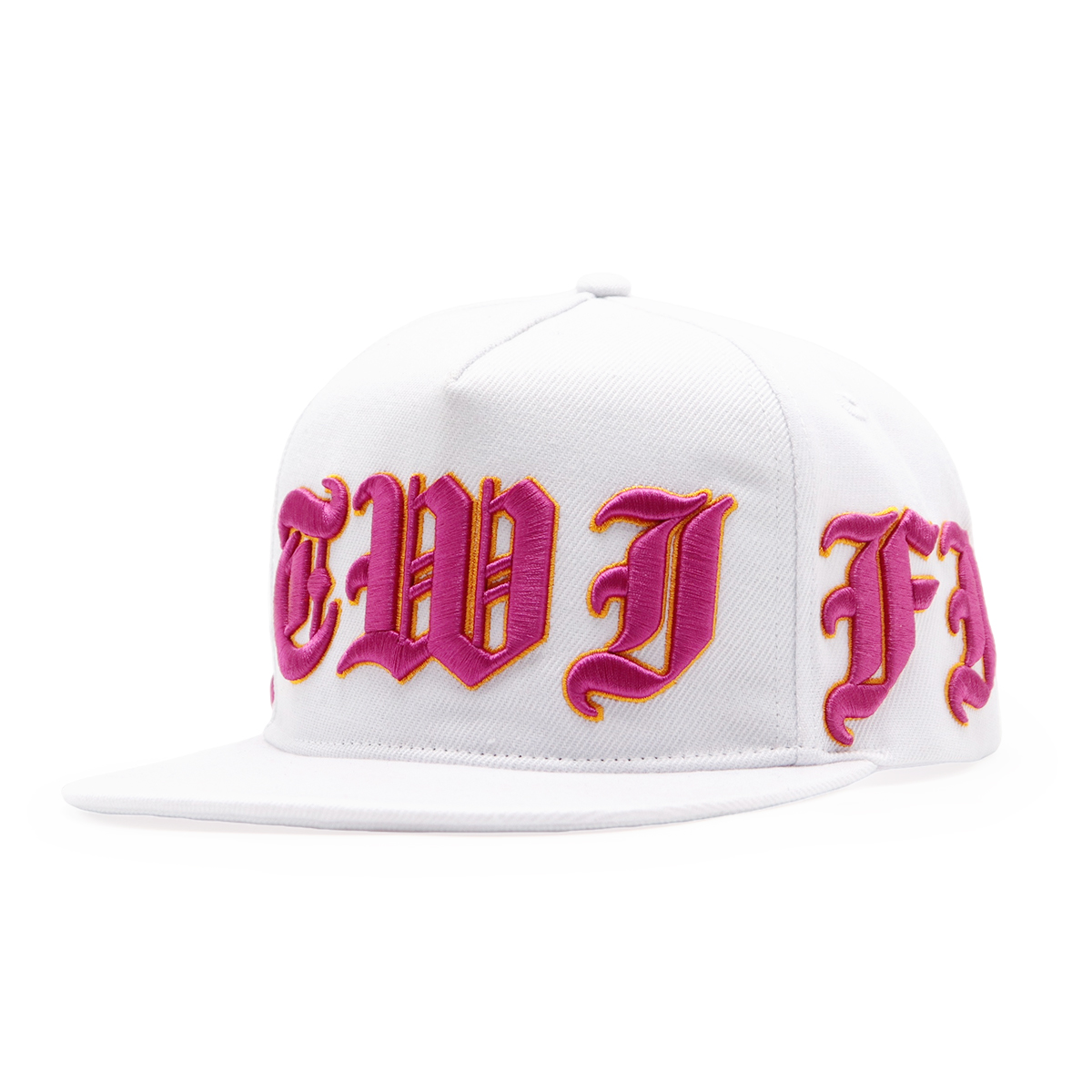 3D Gothic Embroidered Snapback Hat – Black & White