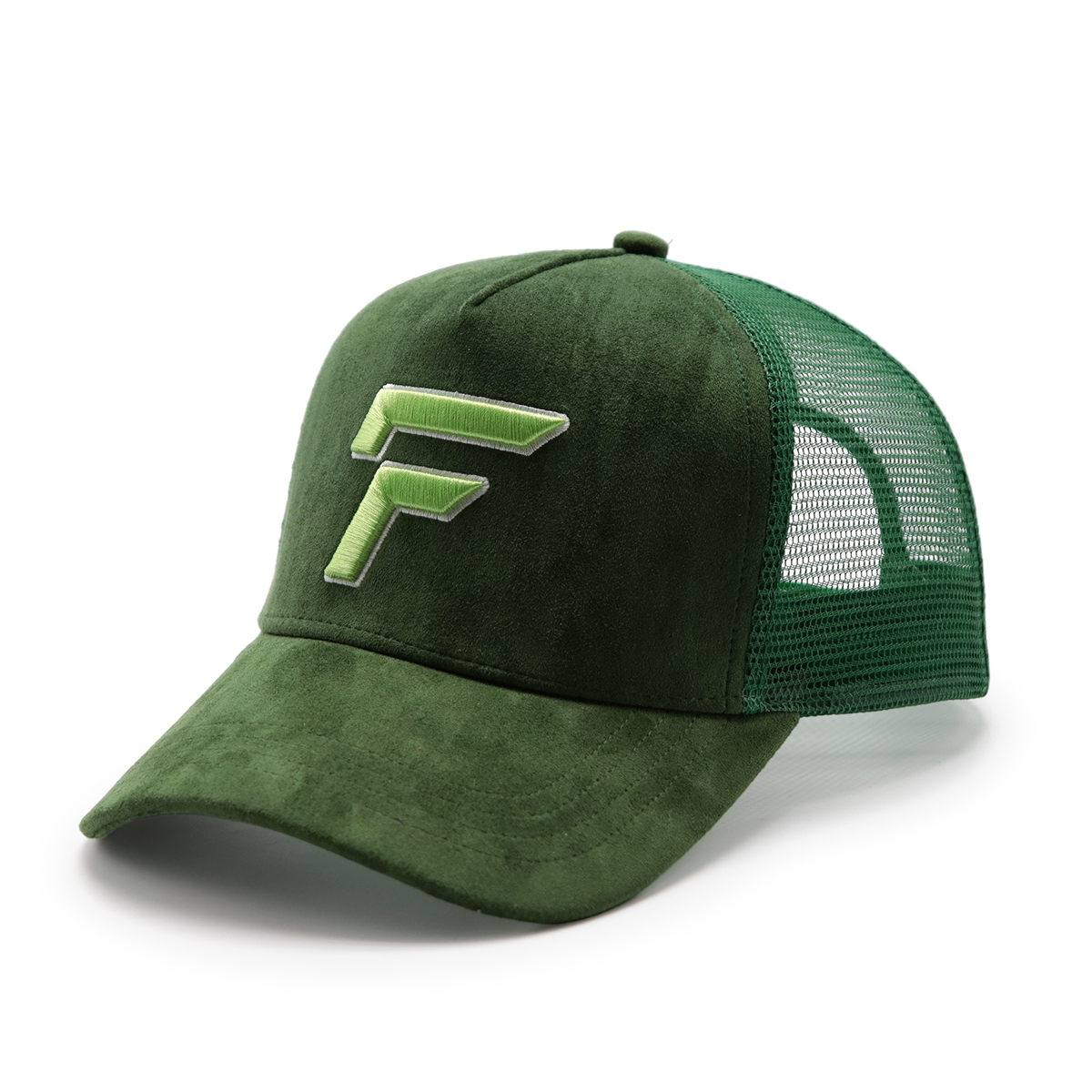 3D Embroidered Suede Mesh Trucker Cap – Multicolor, Raised Logo, Adjustable Snapback, Unisex Streetwear