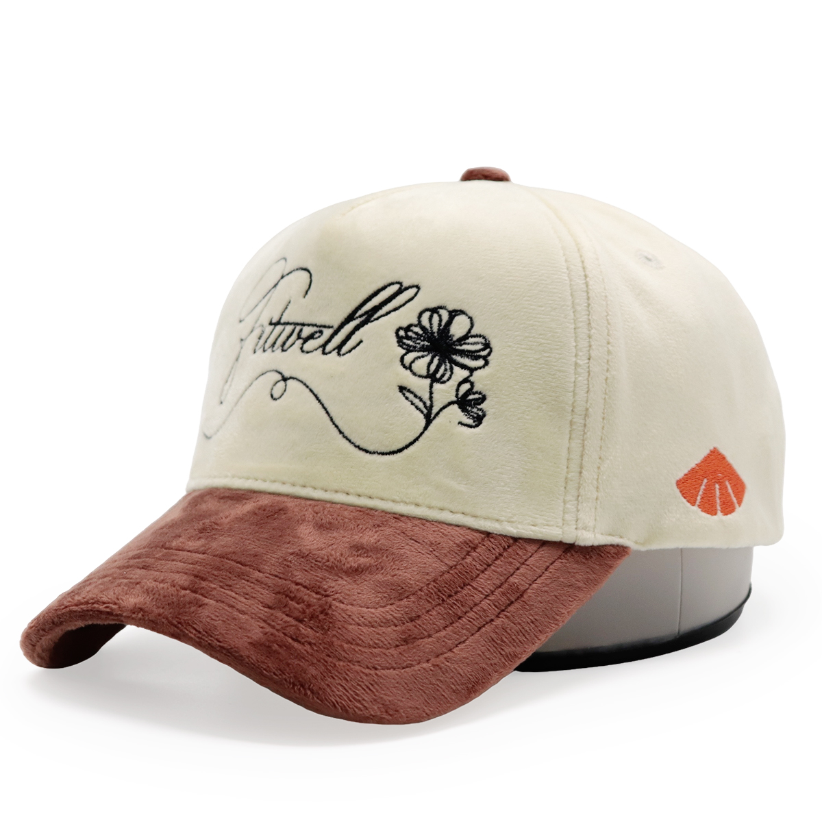 Velvet Embroidered Baseball Cap – Elegant Script & Floral Design, Unisex, Adjustable