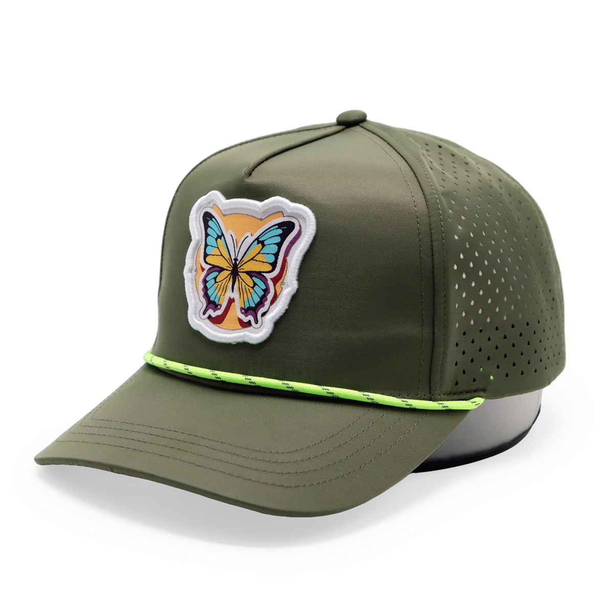 FITWELL Laser Perforated Trucker Hat Rope Accent Patch Mesh Snapback Baseball Cap