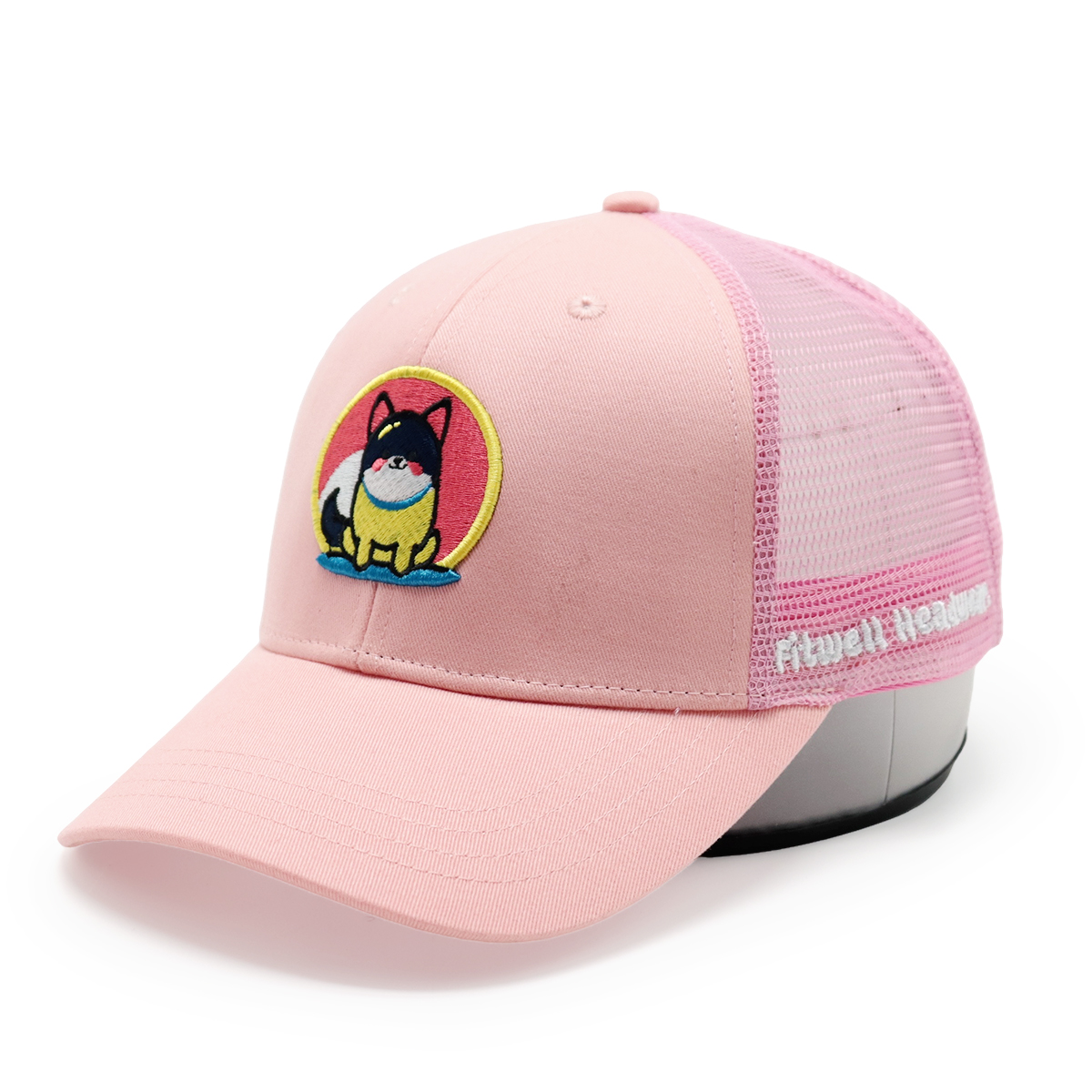 Cute Cartoon Dog Embroidery Mesh Trucker Hat for Adults and Kids