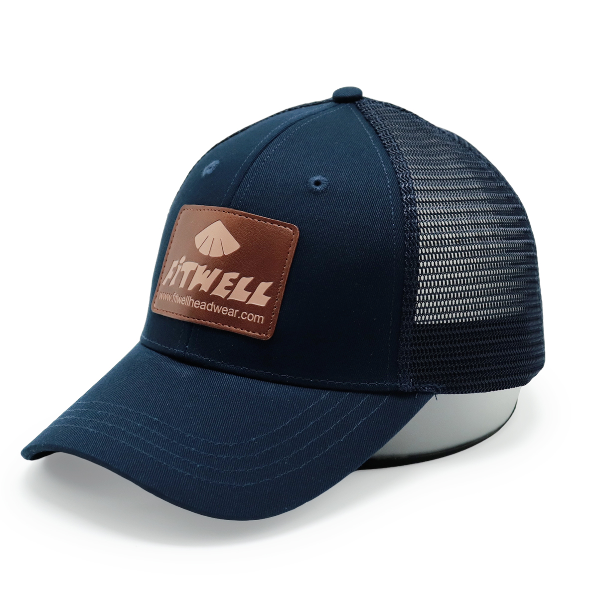 Fitwell Leather Patch Mesh Trucker Hat | Classic Unisex Baseball Cap